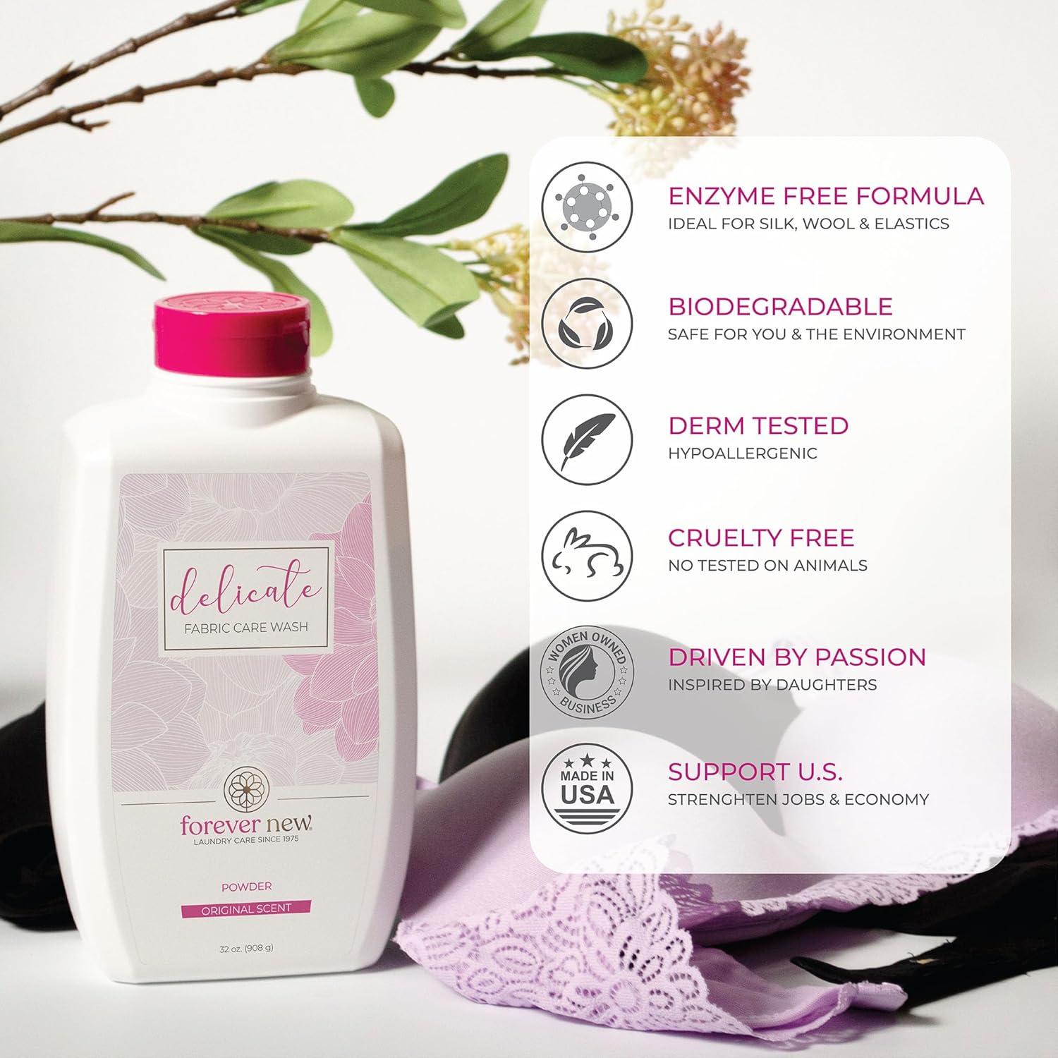 image:imageFOREVER NEW Delicate Hypoallergenic Laundry Detergent Liquid 68 Large Loads Gentle washing detergent for Silk Cashmere Bra Undergarments Cotton Wool etc Original Scented 4ozUnscented