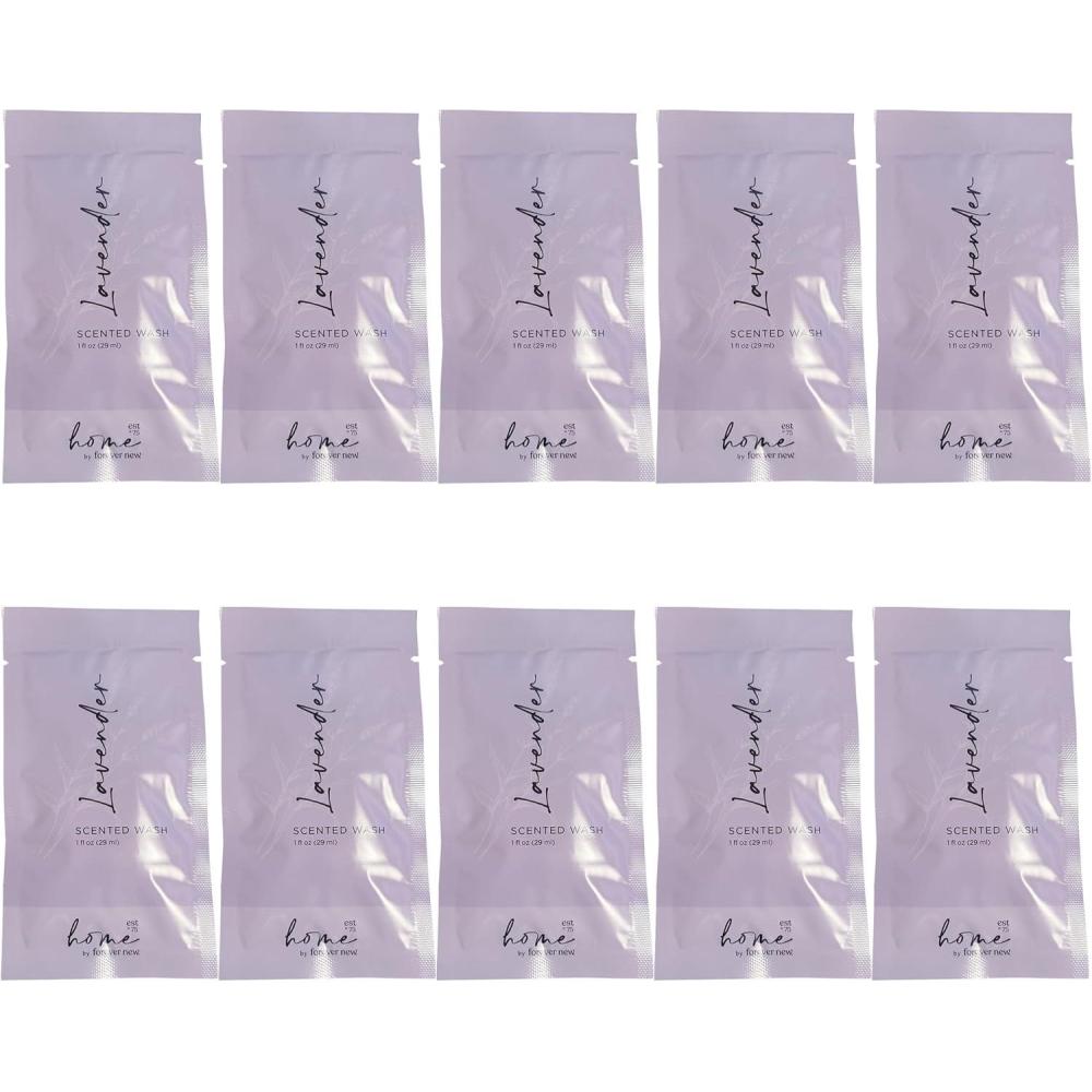 image:imageHome by Forever New Scented Liquid Laundry Detergent Travel Packs 10pk  Nontoxic Laundry Soap Safe for Sensitive Skin  For Towels Bed Linens Clothing  Lavender 1 oz eachLavender